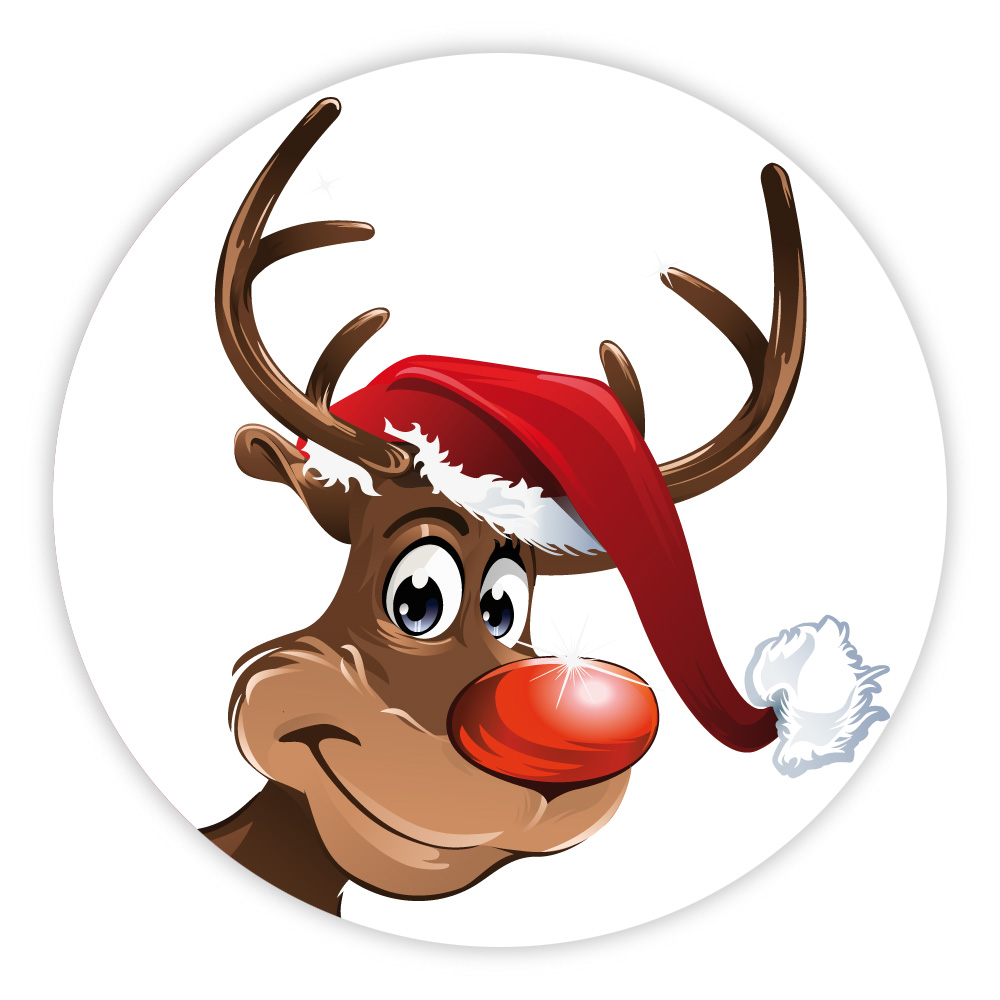 Weihnachtsaufkleber "Rentier mit Weihnachtsmütze", 2,60