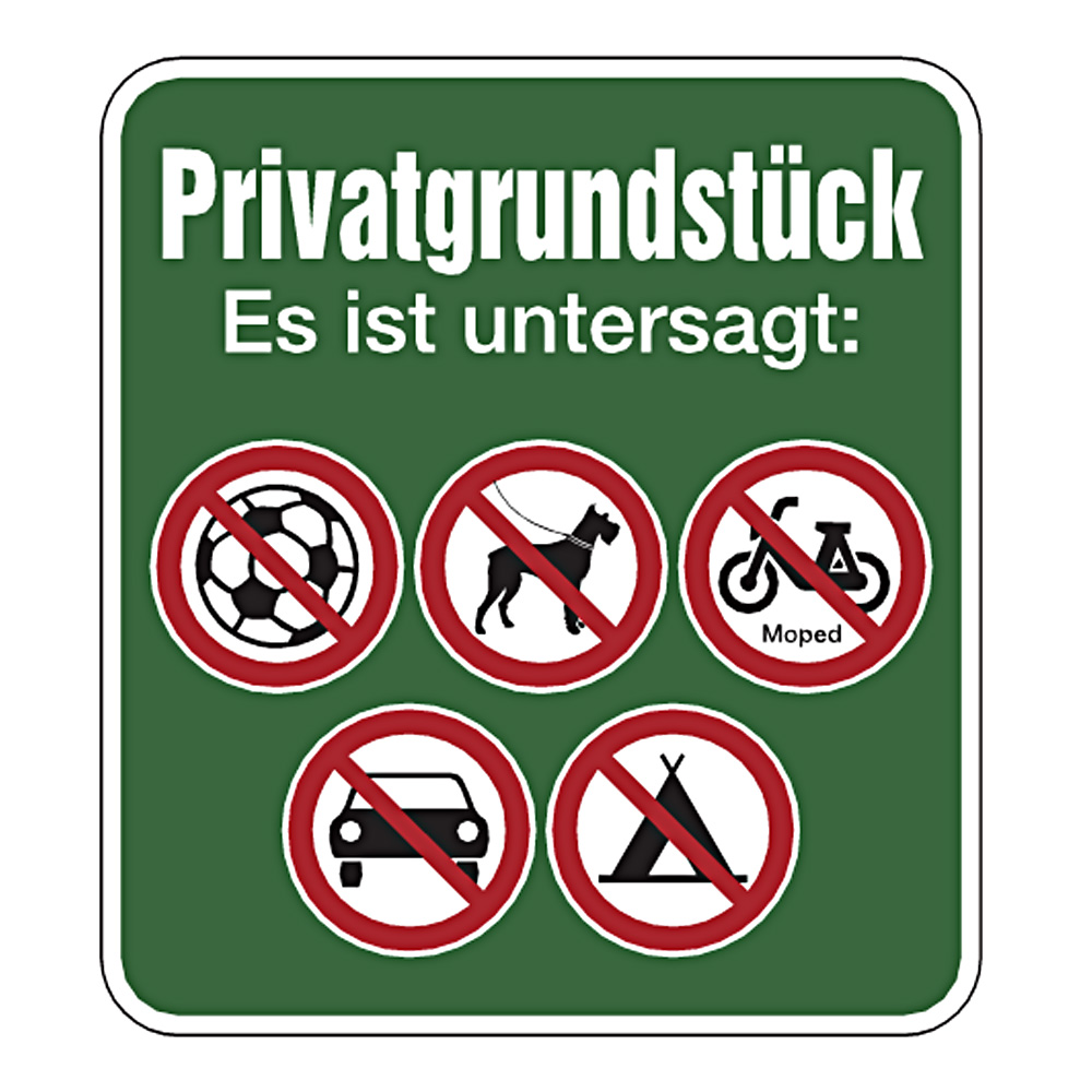 Grundstücksschild "Privatgrundstück Es ist untersagt", 21,67