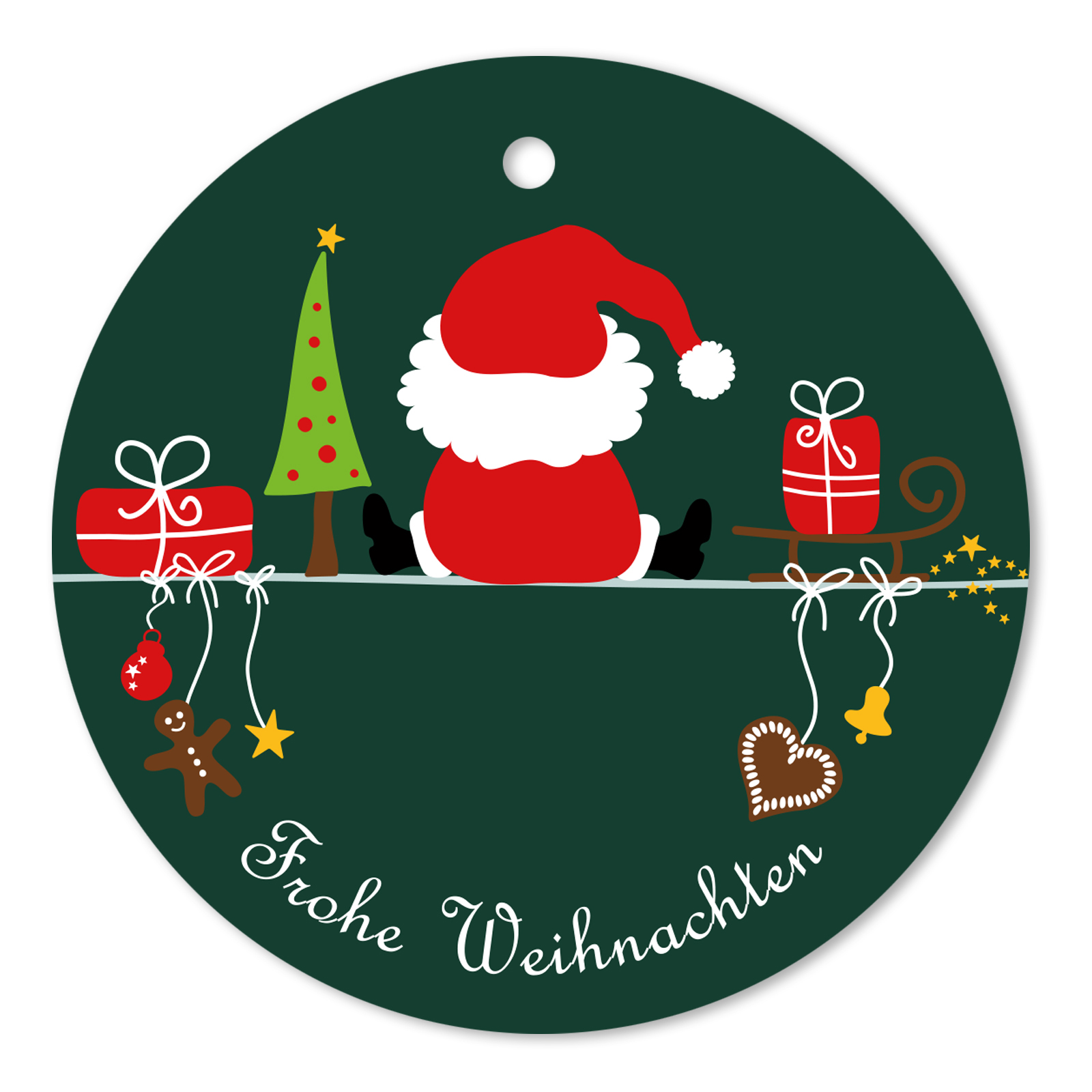 25er Pack Geschenkanhänger "Frohe Weihnachten" Weihnachtsmann ca. Ø 95
