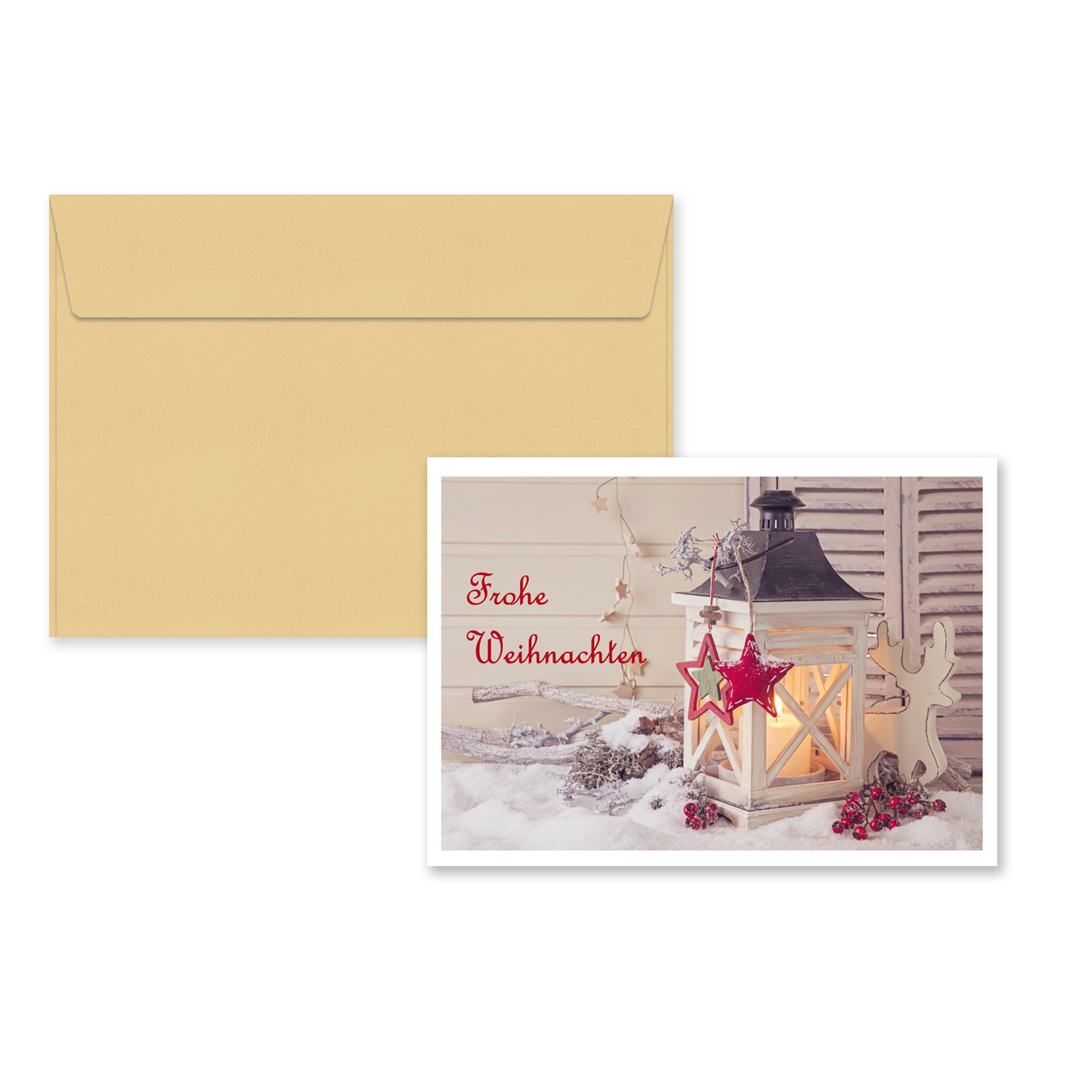Weihnachtskarten 5er Pack – Stern-Motiv, 148x105 Mm, Matt, Mit Roten Umschlägen (DIN C6)
