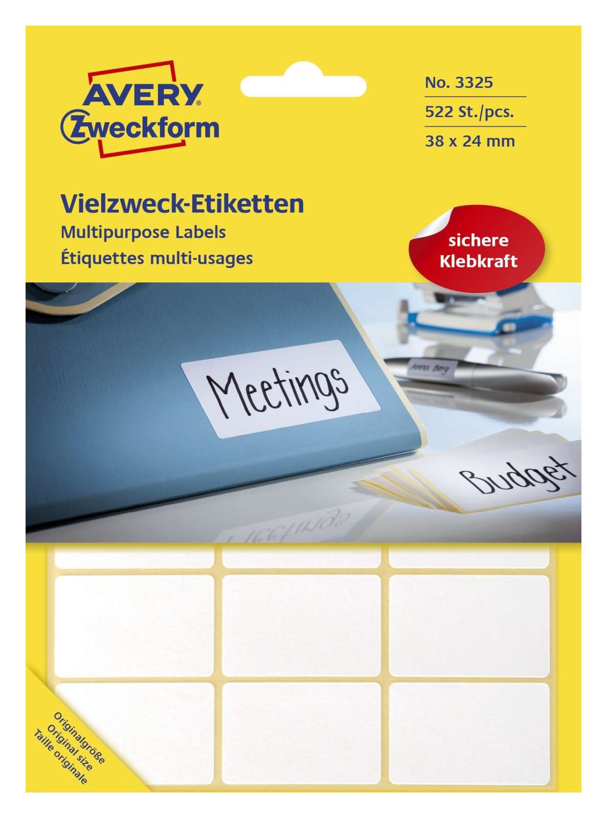 Avery Zweckform 3327 Huishoudetiketten, zelfklevend, 50 x 19 mm, 486 stickers op 27 vellen, multifunctionele etiketten voor huishouden, school en kantoor om te beschrijven en te markeren, blanco, wit