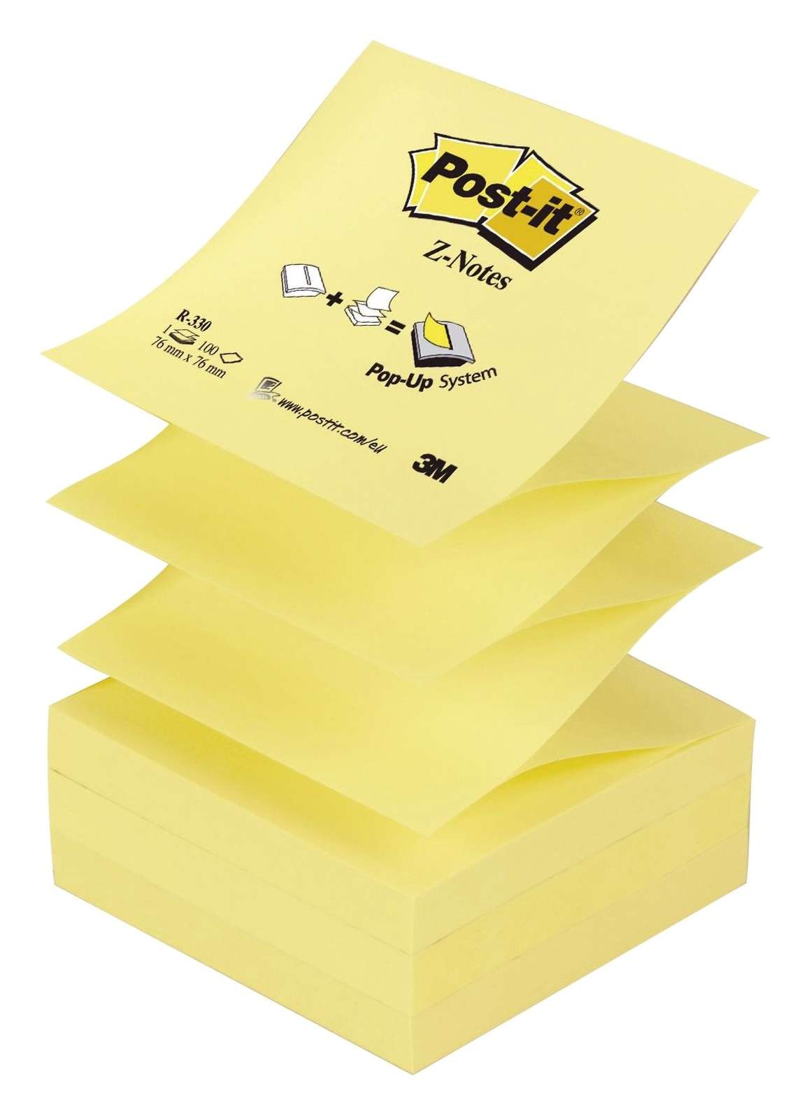 Postit® Haftnotiz ZNotes, 76 x 76 mm, 70 g/qm, gelb, 100 Blatt