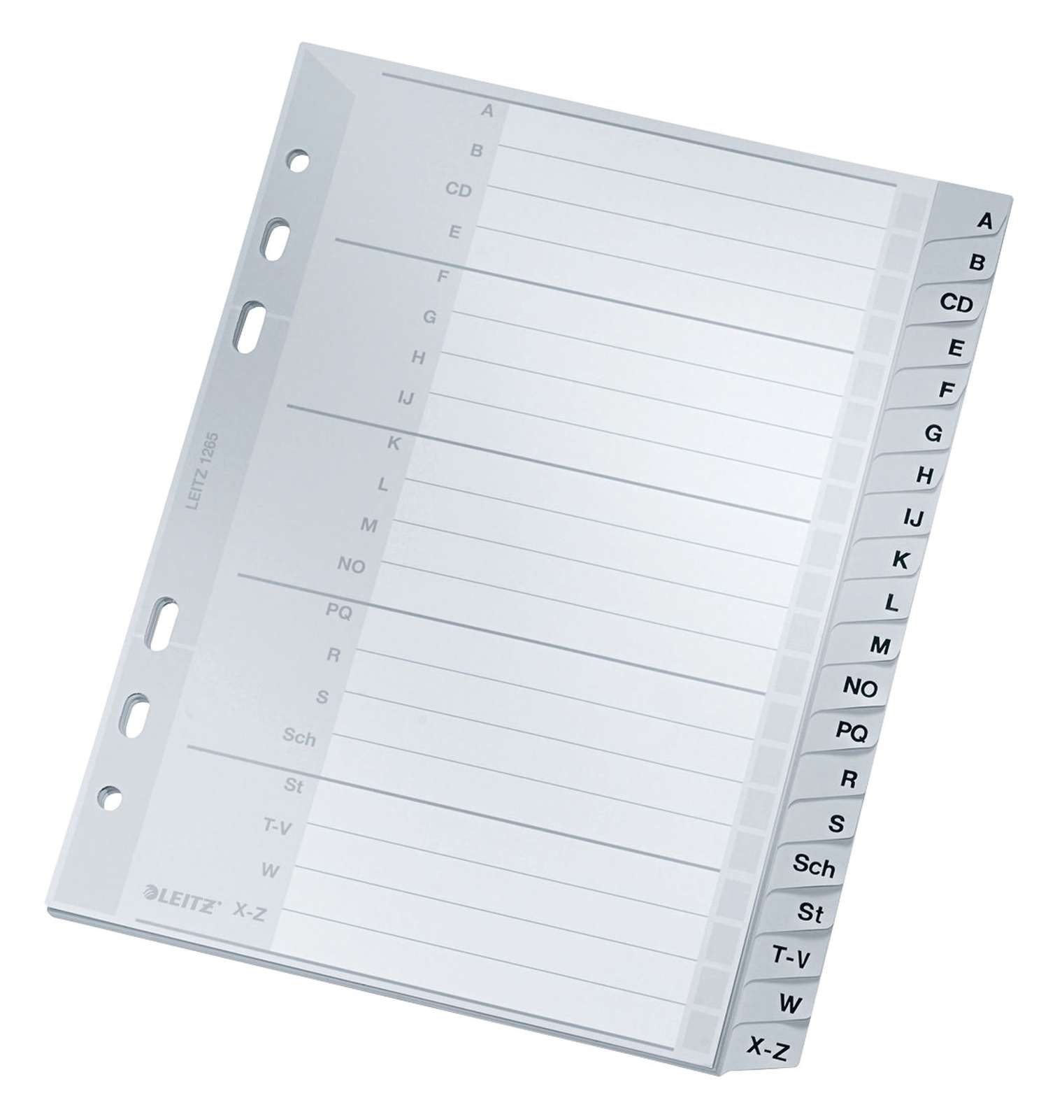 Leitz 1265 Register - A - Z, PP, A5 Überbreite, 165 x 210 mm, 20 Blatt