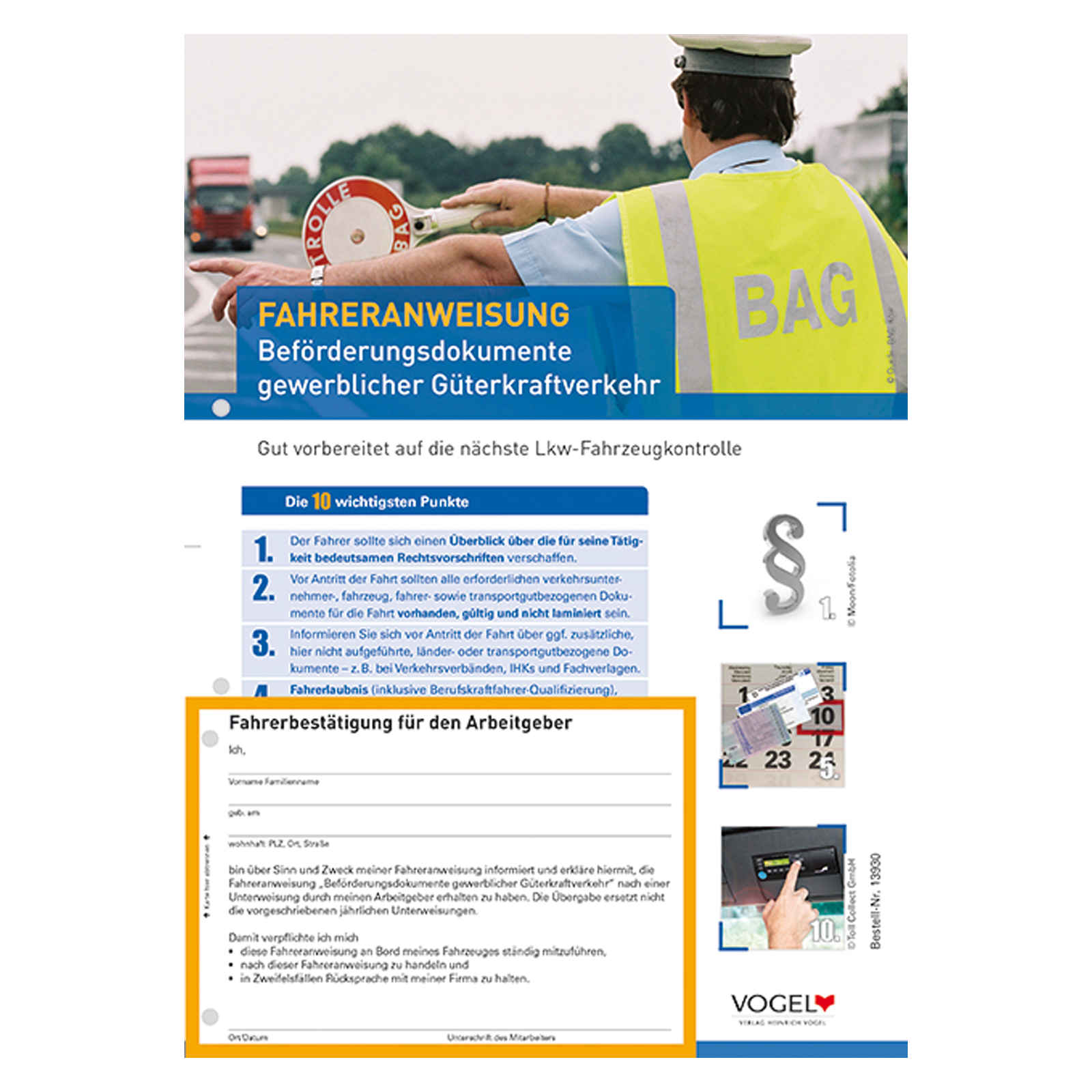 Fahreranweisung Beförderungsdokumente Güterkraftverkehr im 10er Pack - Aufkleber-Shop