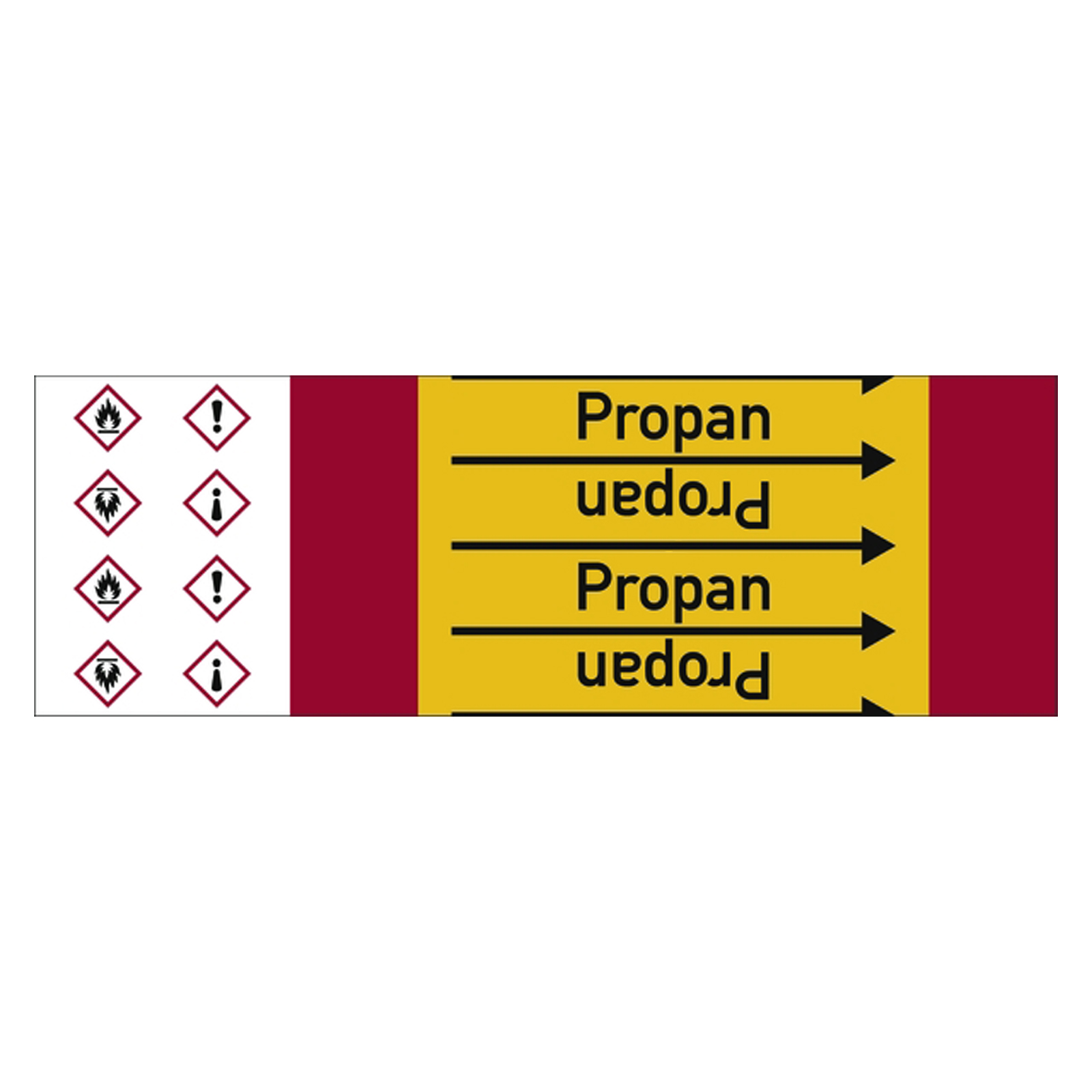 Rohrleitungskennzeichen Propan für Rohrleitungen ab Ø 10 mm (3/8 Zoll), Folie selbstklebend 105 ...