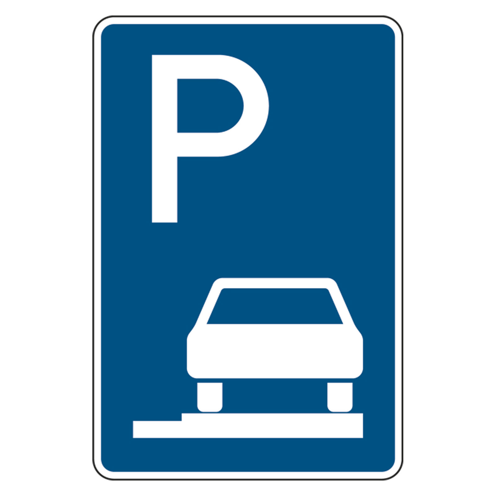 Verkehrsschild "Parken auf Gehwegen ganz in Fahrtrichtung rechts" VZ 31565, Aluminium 2 mm