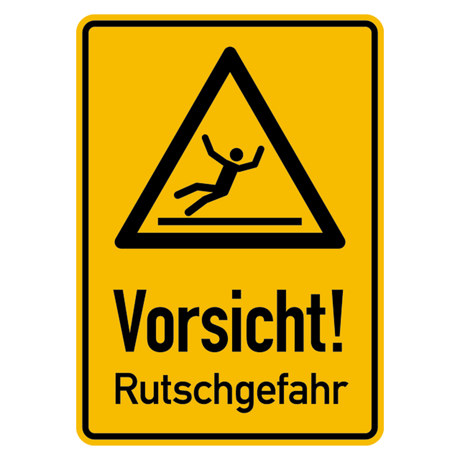 Hinweisschild &ldquo;Vorsicht! Rutschgefahr&rdquo; Aluminium geprägt 250 x 350 mm