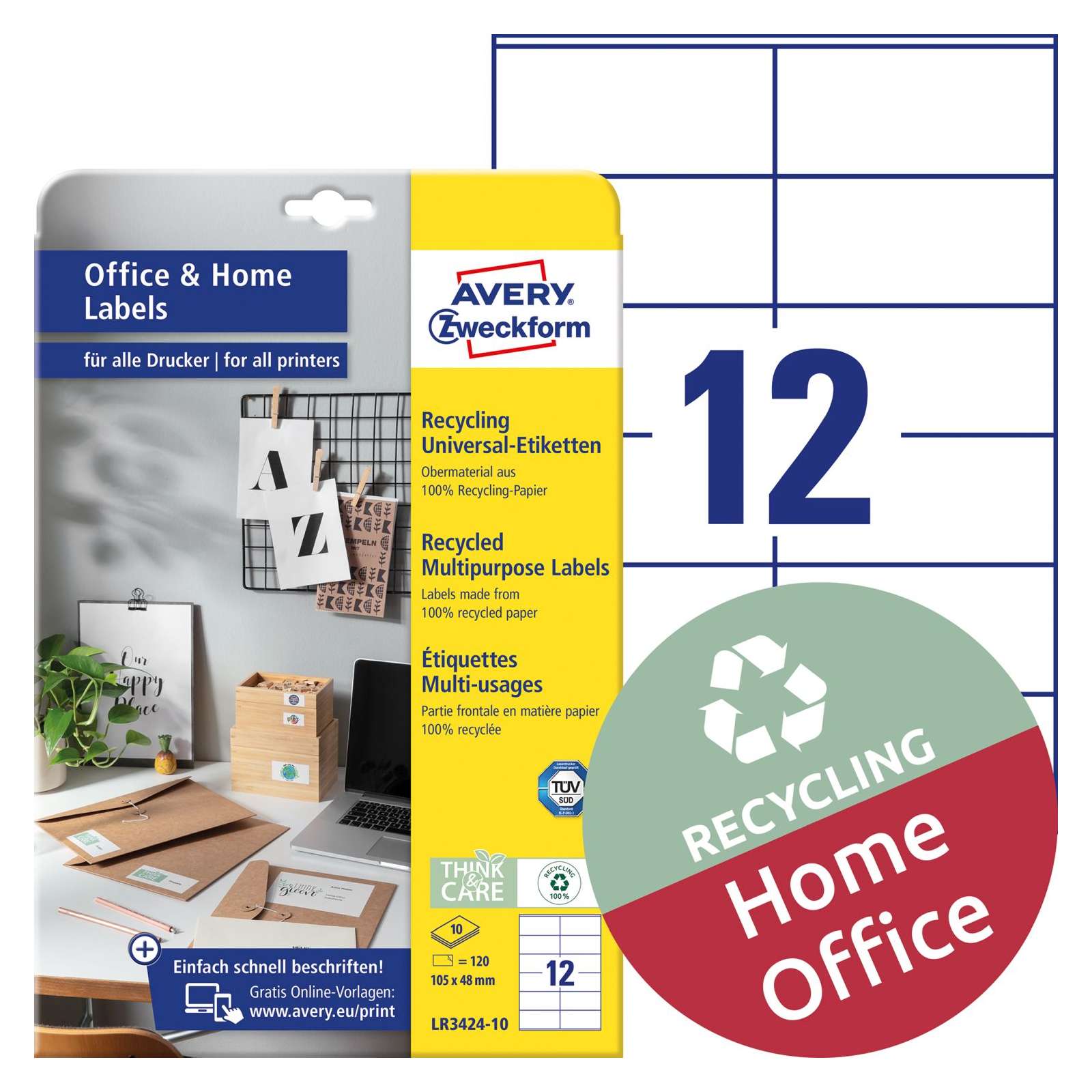 AVERY Zweckform Universal-Etiketten Office&Home, 105 X 48 Mm 3424-10 - View #9