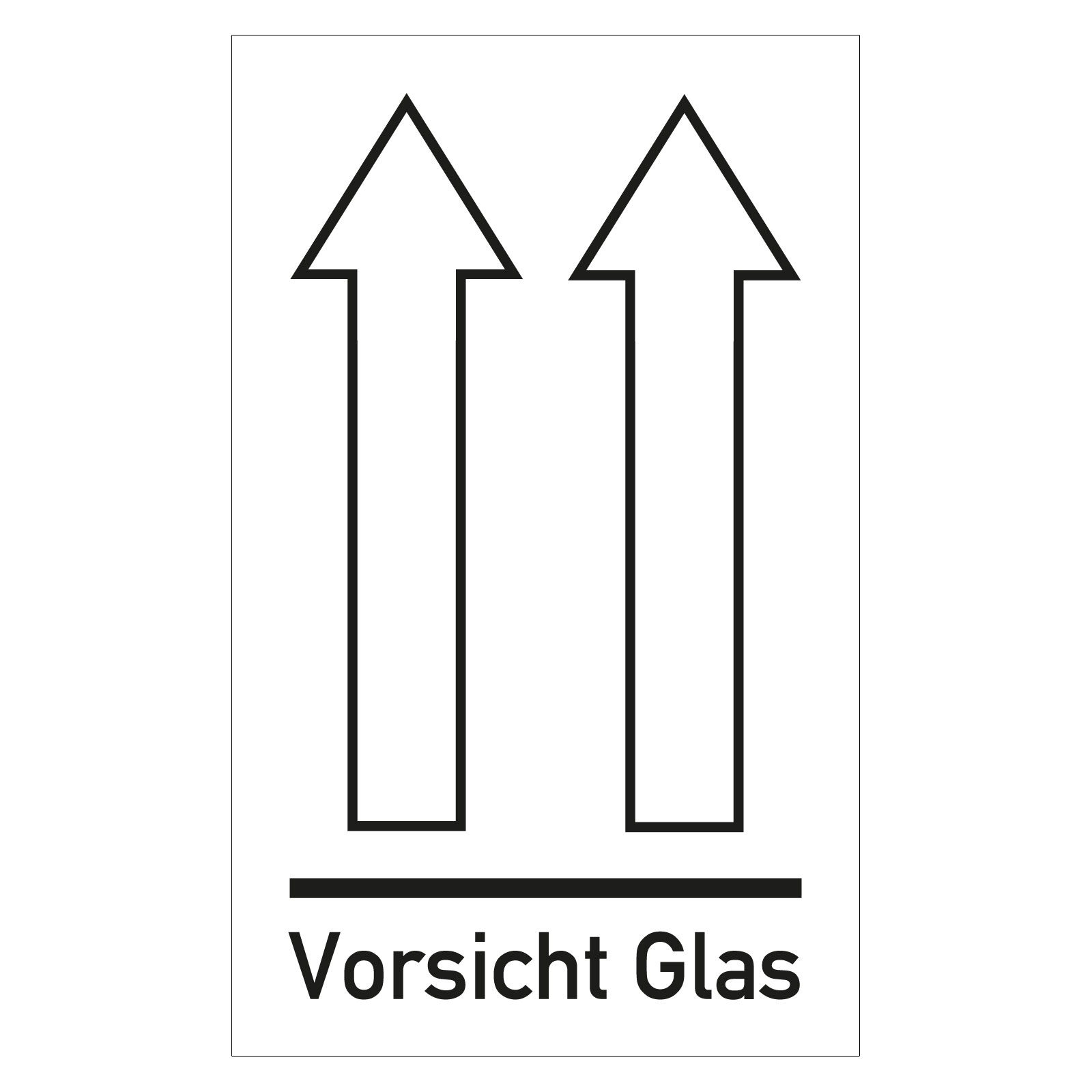 Aufkleber Oben Vorsicht Glas Papier Weiß 60 x 100 mm