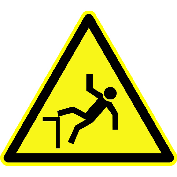 Aufkleber Warn Schild "Warnung vor Absturzgefahr" Folie ISO 7010 5-30cm gelb 