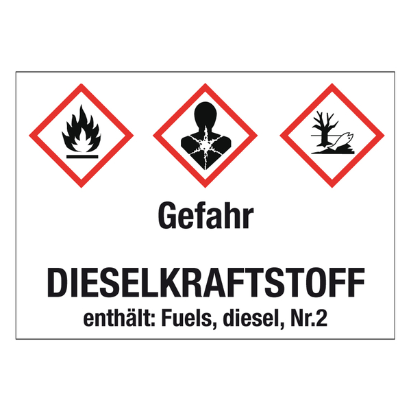 10 Stk.GHS-Symbol Dieselkraftstoff Aufkleber Gefahrstoffkennzeichnung 105x74mm 