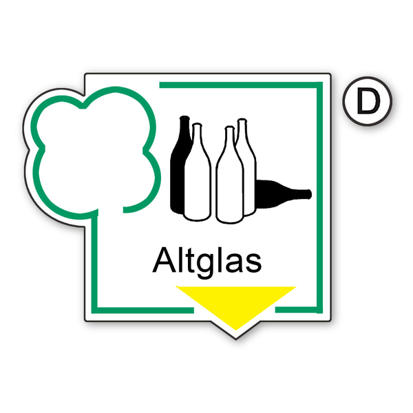 Aufkleber Recycling-Schild 'Altglas' (108x125 Mm) – Selbstklebend, Für Mülltrennung & Info