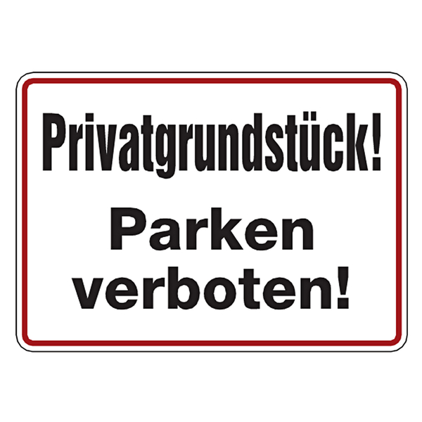 Hinweisschild Aluminium Schild W/R/S 20x30cm 20-1 Privat Parken verboten 