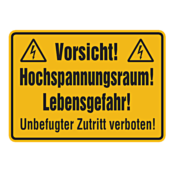 Zutritt verboten Lebensgefahr Warnschild Hochspannung Alu-Ver.3mm Aufkleber W012 