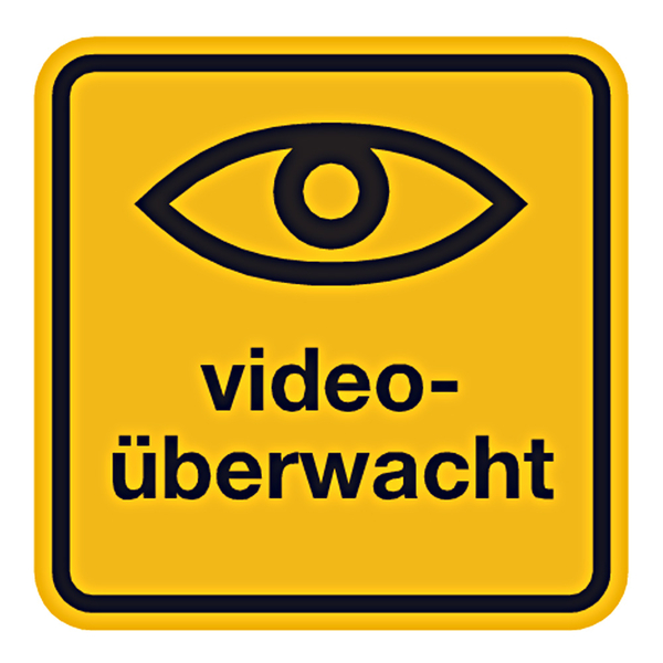 Videoüberwachung-Aufkleber – Rot, Selbstklebend, 9x9 Cm, Kratz- Und Wetterfest Für Draußen