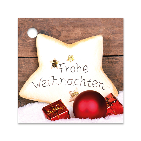 25er Pack Geschenkanhänger "Frohe Weihnachten" Tannenbaum ca 55 x 55 mm 