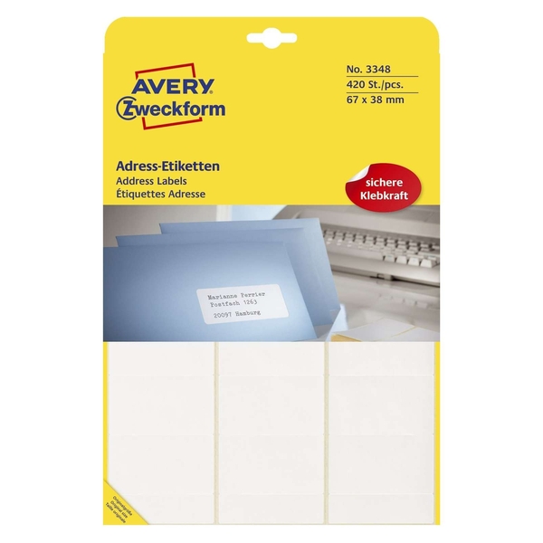 AVERY Zweckform Adress-Etiketten, 67 x 38 mm, auf Bogen