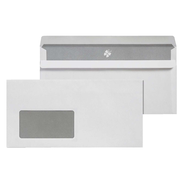 Elepa Briefumschläge DIN lang weiß 72g selbstklebend mit Fenster 100 Stück 