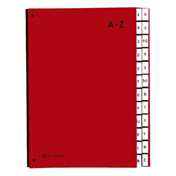 Pagna Pultordner Color-Einband - Tabe A - Z, 24 Fächer, Farbe rot
