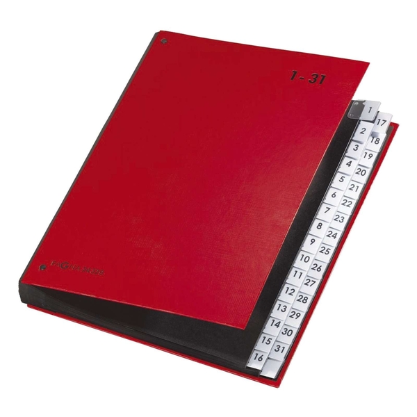 Pagna Pultordner Color-Einband - Tabe 1 - 31, 32 Fächer, Farbe rot
