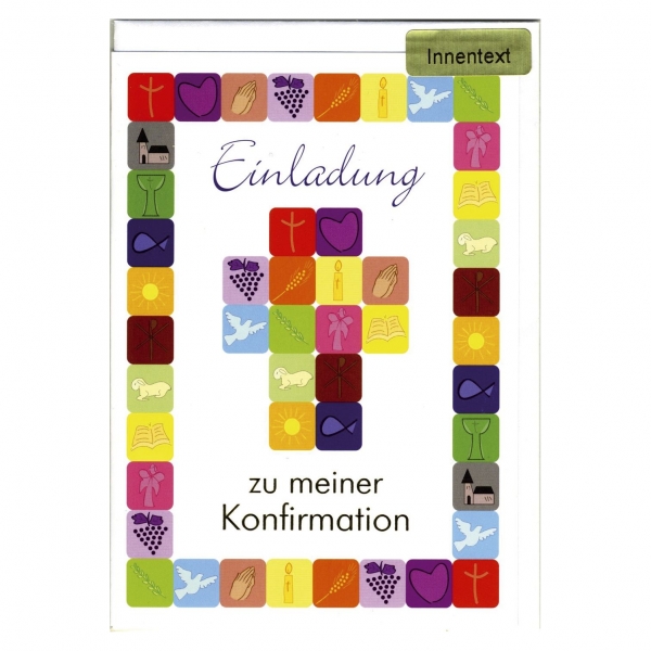 Su Verlag Einladung Konfirmation Mit Text Bunte Symbole 5 Stuck 3 00