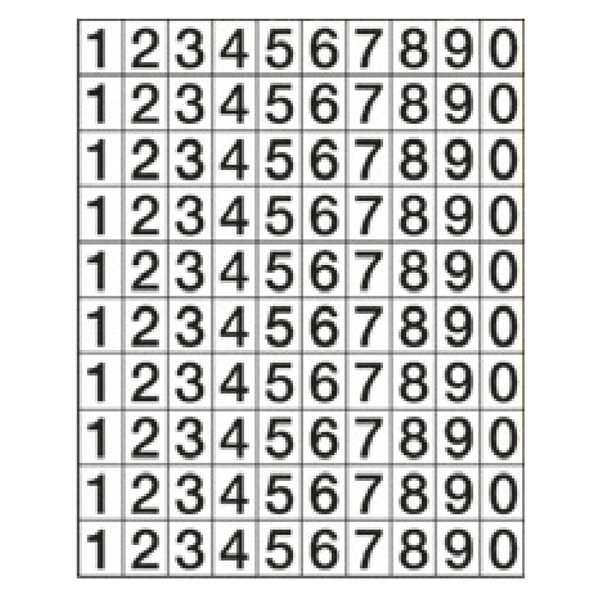 Aufkleber Selbstklebende Ziffern Zahlen auf Bogen 0-9 je 10 Stück 30x22mm 