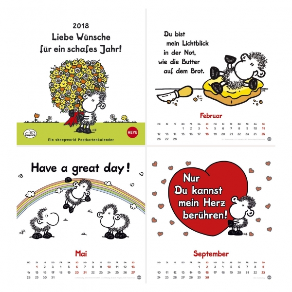 HEYE Postkartenkalender Sheepworld 16 x 17 cm, 5,85