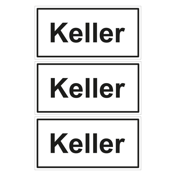 Türhinweisschild "Keller" 3er Pack Folie 200 x 100 mm, 3,56