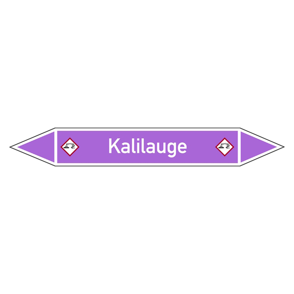 479 26x187mm Rohrleitungskennzeichen Kalilauge Gefahrensymbol 