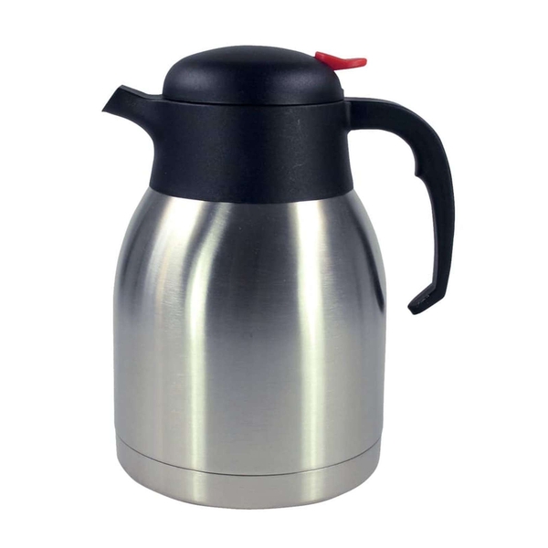 Thermoskanne - 1,5 Liter, Edelstahl silber/schwarz - Aufkleber-Shop