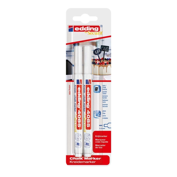 Edding 4085-2-1049 Kreidemarker - 1 - 2 mm, 2er Blister, weiß