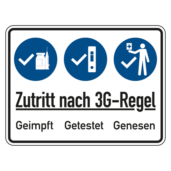 Aufkleber Hygiene Eintritt "3G-Regel" Schild Folie selbstklebend grünØ5-30cm 