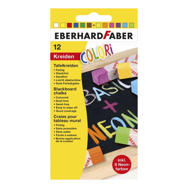 EBERHARD FABER Wandtafelkreide Colori Neon + Basic - 12 Farben sortiert
