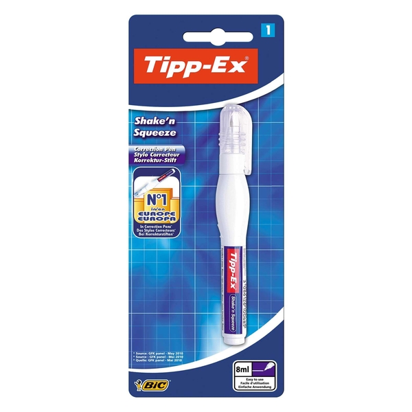 TIPP-EX Korrekturstift Shake ́n Squeeze, 8 ml, weiß, Blister à 1 Stück