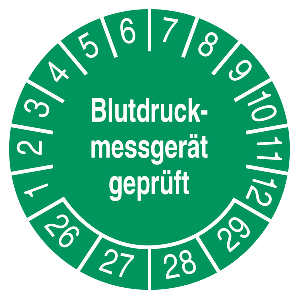 Prüfplakette Blutdruckmessgerät geprüft Grün