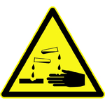 Warnung vor ätzenden Stoffen - Warnschild BGV A8 W04 Folie selbstklebend 10 cm