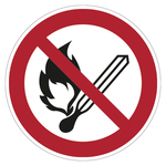 Feuer, offenes Licht u. Rauchen verboten - Verbotszeichen BGV A8 P02 Aluminium Ø 20 cm