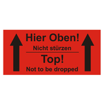 Paketaufkleber Hier Oben, Rot, Folie, 136 x 63 mm, 500 Stück/Rolle