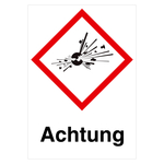 GHS-Symbol GHS01 explodierende Bombe - Achtung 74 x 105 mm 10er Pack