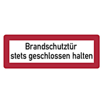 Feuerwehrzeichen Brandschutztür stets geschlossen halten DIN 4066 Folie 95 x 35 mm 14 Stück/Bogen