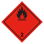 Gefahrzettel, Gefahrgutaufkleber Klasse 2.1 Entzündbare Gase, Flamme Schwarz, in verschiedenen Größen und Materialien