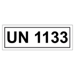 Gefahrzettel mit UN 1133, Folie, 140 x 55 mm, 500 Stück/Rolle