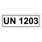Gefahrzettel mit UN 1203, in verschiedenen Größen