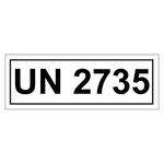 Gefahrzettel mit UN 2735, in verschiedenen Größen