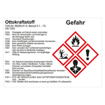 GHS Gefahrstoffetikett Ottokraftstoff UN 1203, für interne Verwendung, in verschiedenen Ausführungen