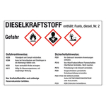 GHS-Kraftstoffetikett Dieselkraftstoff für Zapfsäulen, Kanister und Fässer, Folie 105 x 74 mm 100 Stück/Rolle