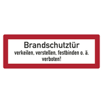 Feuerwehrzeichen Brandschutztür verkeilen, verstellen, festbinden o.ä. verboten DIN 4066 Folie 148 x 52 mm Einzeletikett