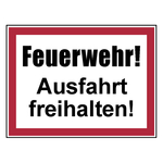 Feuerwehrzeichen Feuerwehr Ausfahrt freihalten DIN 4066 Aluminium geprägt 400 x 300 mm Einzelschild