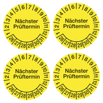 Mehrjahresprüfplakette Gelb "Nächster Prüftermin" Jahr 2026 Folie Ø 60 mm 4 Stück/Bogen