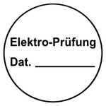 Prüfplaketten weiß Ø 23 mm "Elektro-Prüfung Dat." aus Dokumentenfolie, 10 Stück/Bogen
